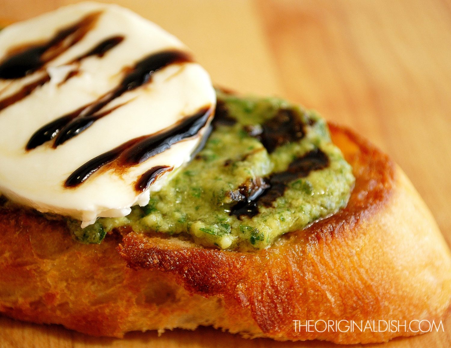Pesto Bruschetta with Fresh Mozzarella & Balsamic Syrup The Original Dish