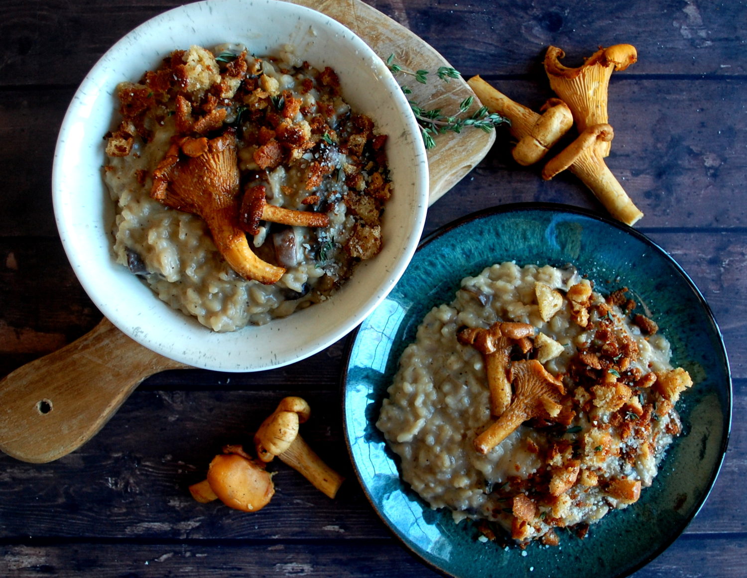 Mushroom Marsala Risotto with Brown Butter Chanterelles & Fried