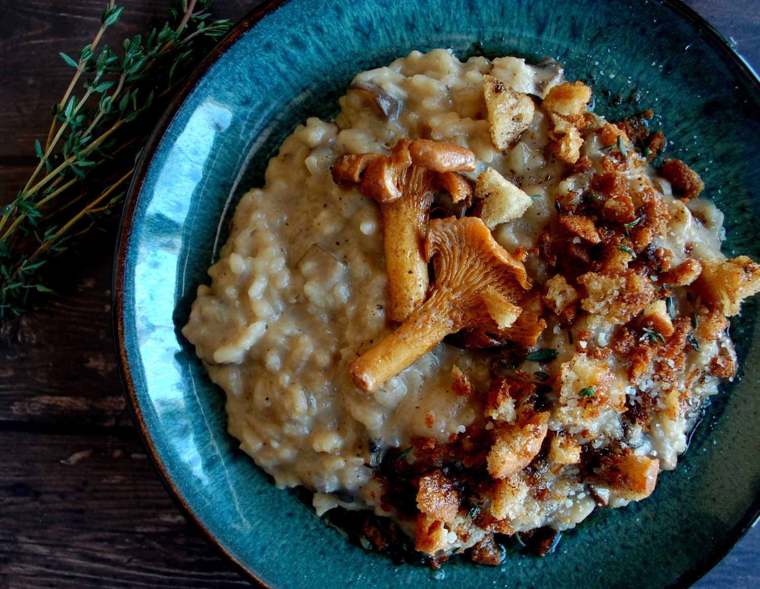 Mushroom Marsala Risotto with Brown Butter Chanterelles & Fried