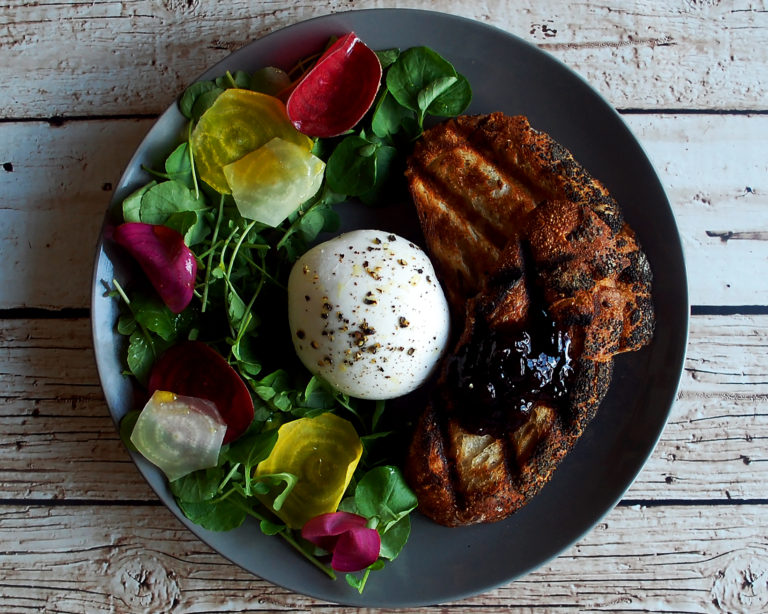 Burrata with Grilled Bread & Beet Salad The Original Dish