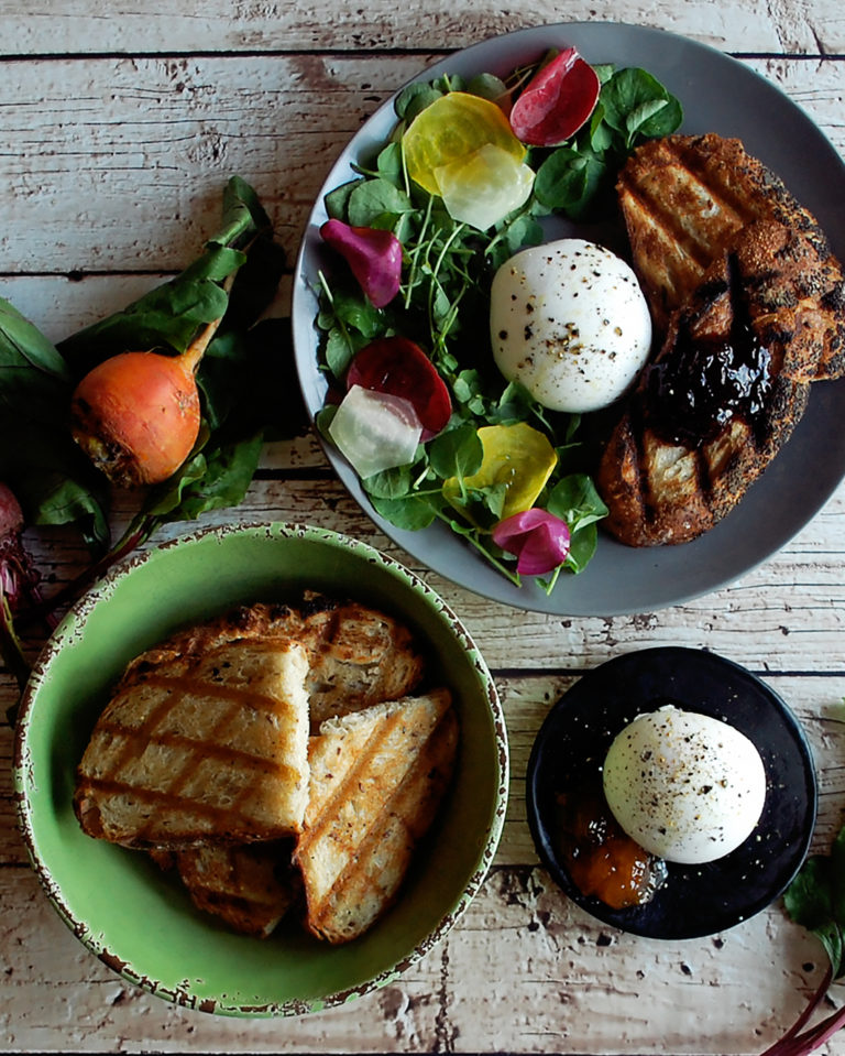 Burrata with Grilled Bread & Beet Salad The Original Dish