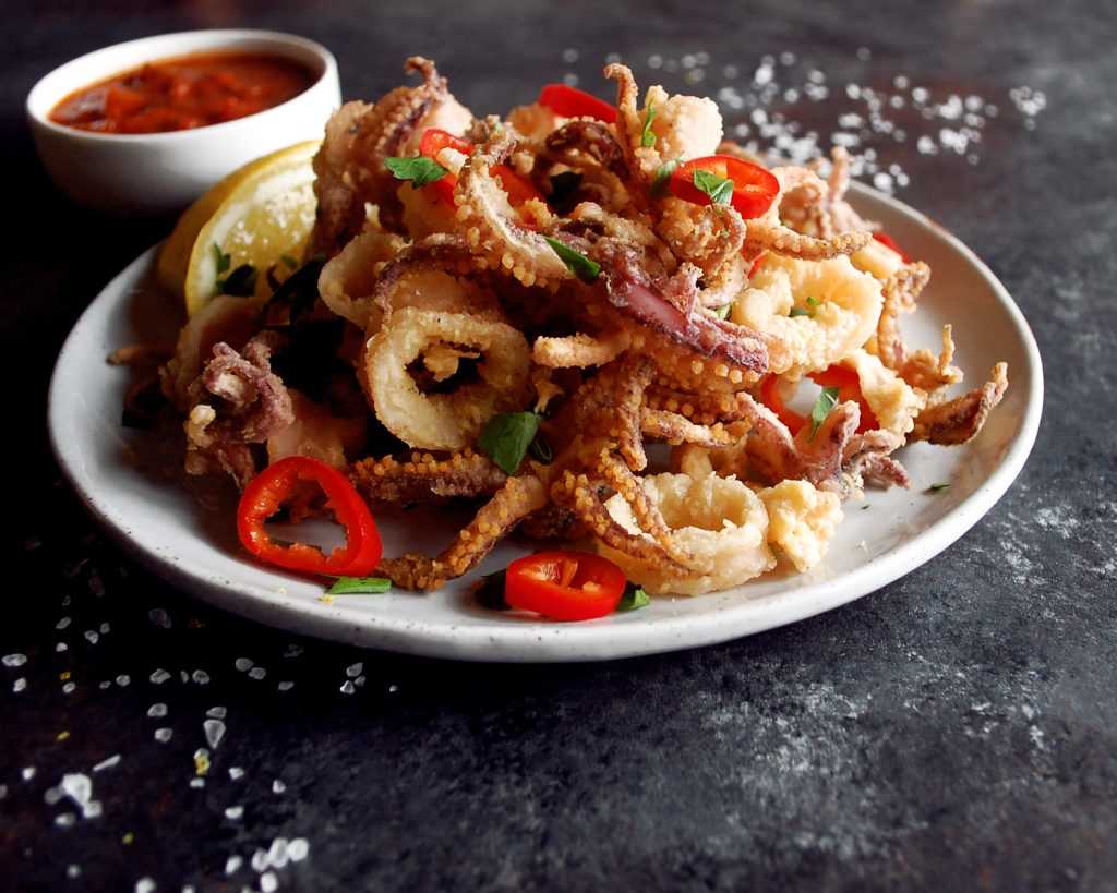 Fried Calamari with Pickled Red Fresno Chili Peppers - The Original Dish