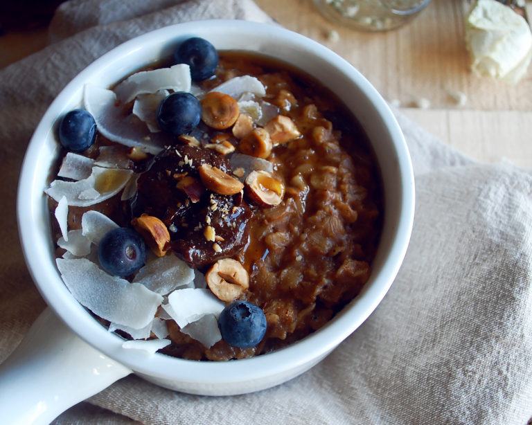 Oats with Homemade Chocolate Hazelnut Butter & Coconut Flakes - The ...