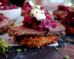 St. Patrick's Day Potato Cakes with Corned Beef & Cabbage