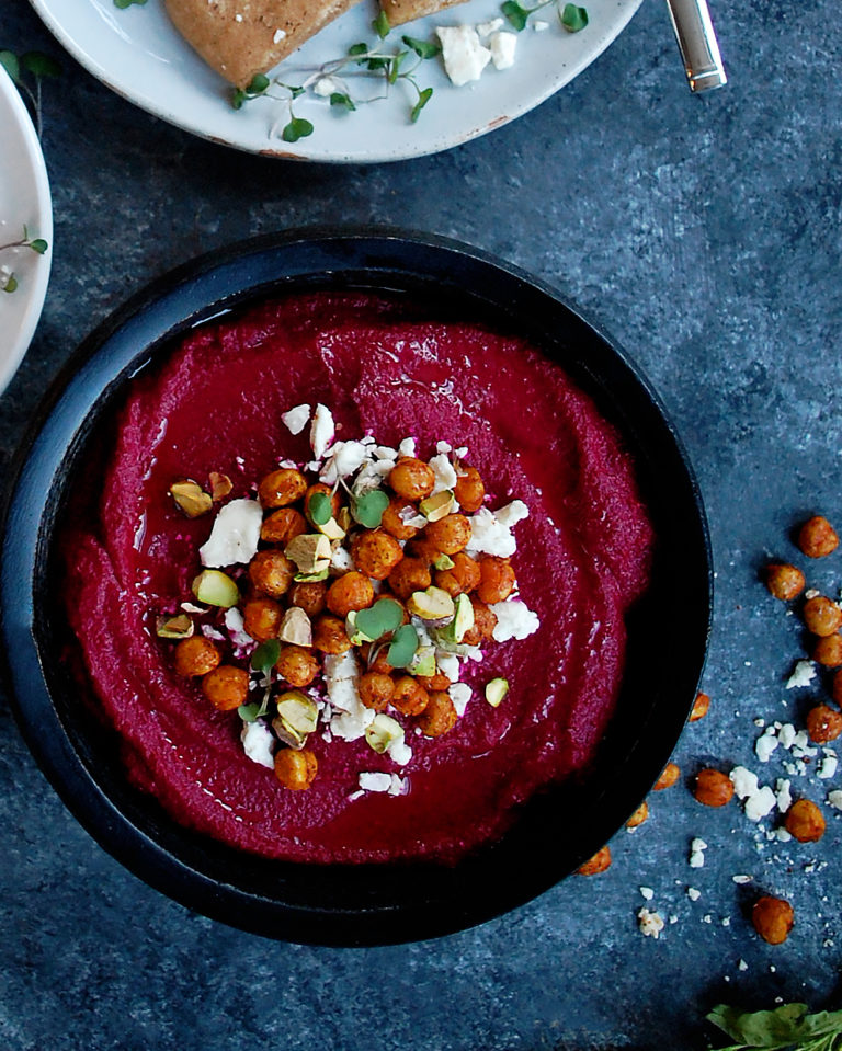 Roasted Beet Hummus with Homemade Pita Chips The Original Dish