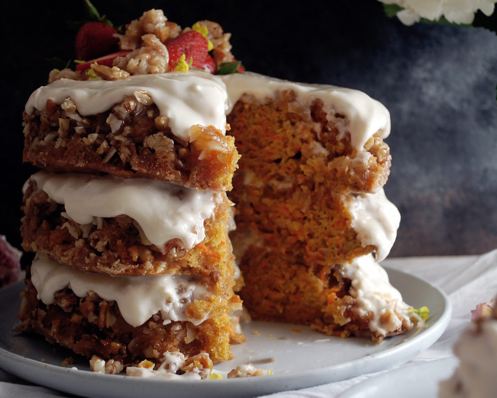 Coconut Praline Carrot Cake with Cream Cheese Frosting - The Original Dish