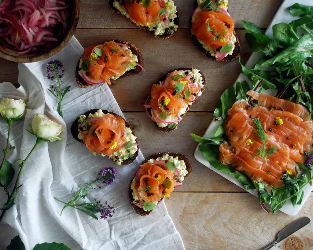 Deviled Egg Gravlax Tartines