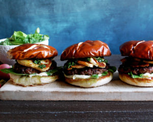 Halloumi Burgers with Grilled Ramp Chimichurri