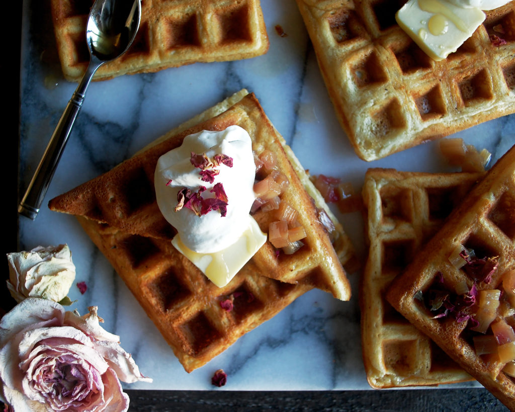 Waffles with Rhubarb