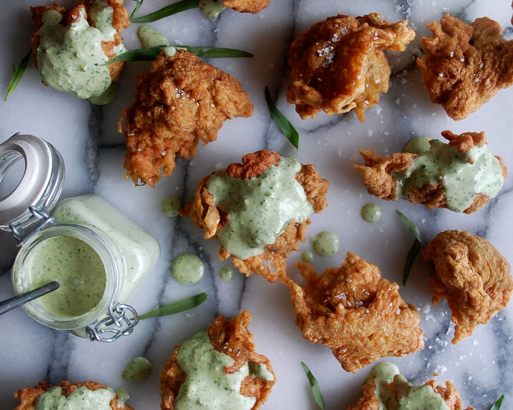 Crab Fritters with Green Goddess