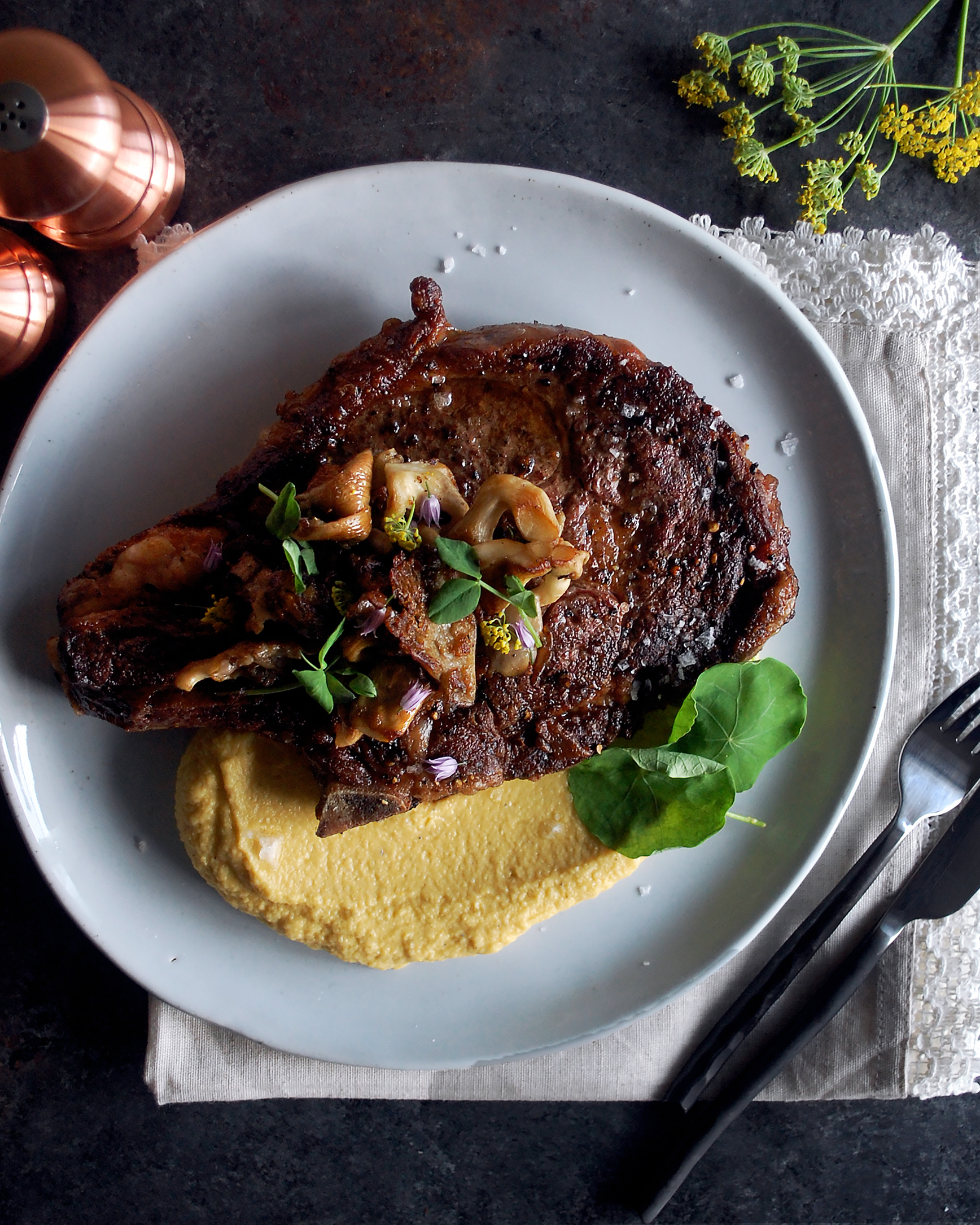 Ribeye Steaks with Cauliflower Puree & Buttered Mushrooms - The ...