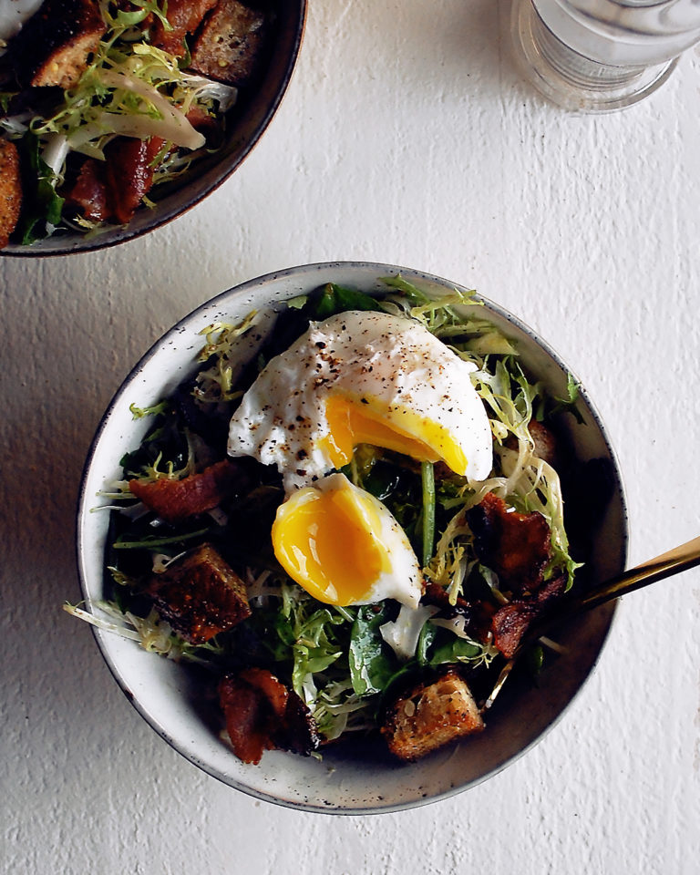 Frisee & Arugula Salad with Mustard Bacon Vinaigrette The Original Dish