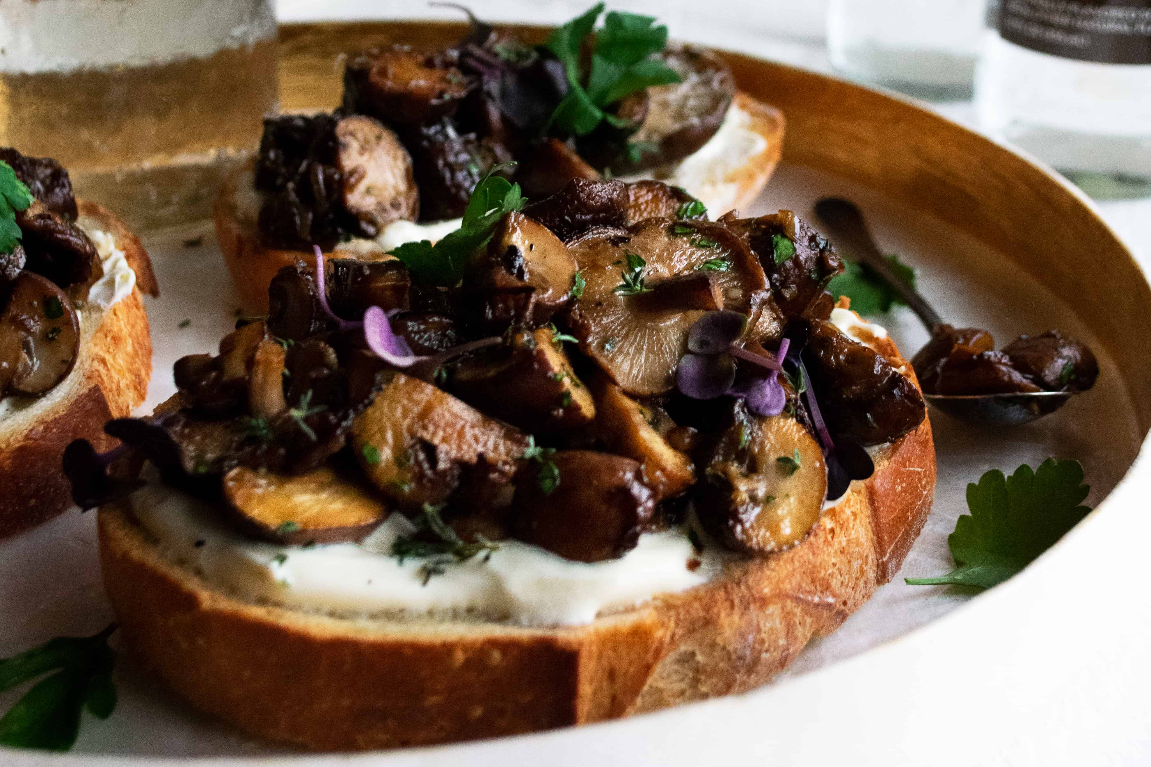 Simple Mushroom Toast with Crème Fraiche &amp; Herbs - The Original Dish
