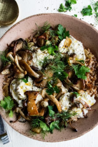 Brown Butter Farro with Mushrooms