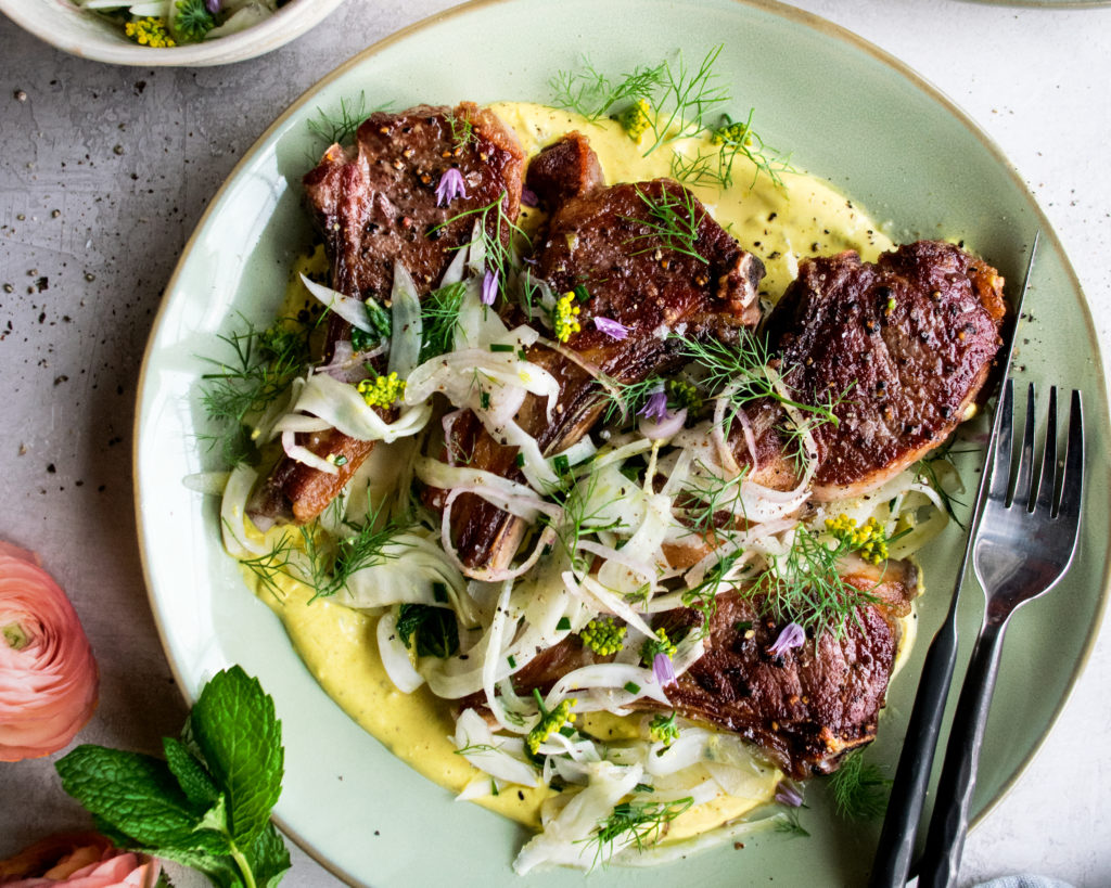 Lamb Chops with Fennel Slaw