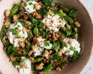 Blistered Snap Peas with Burrata