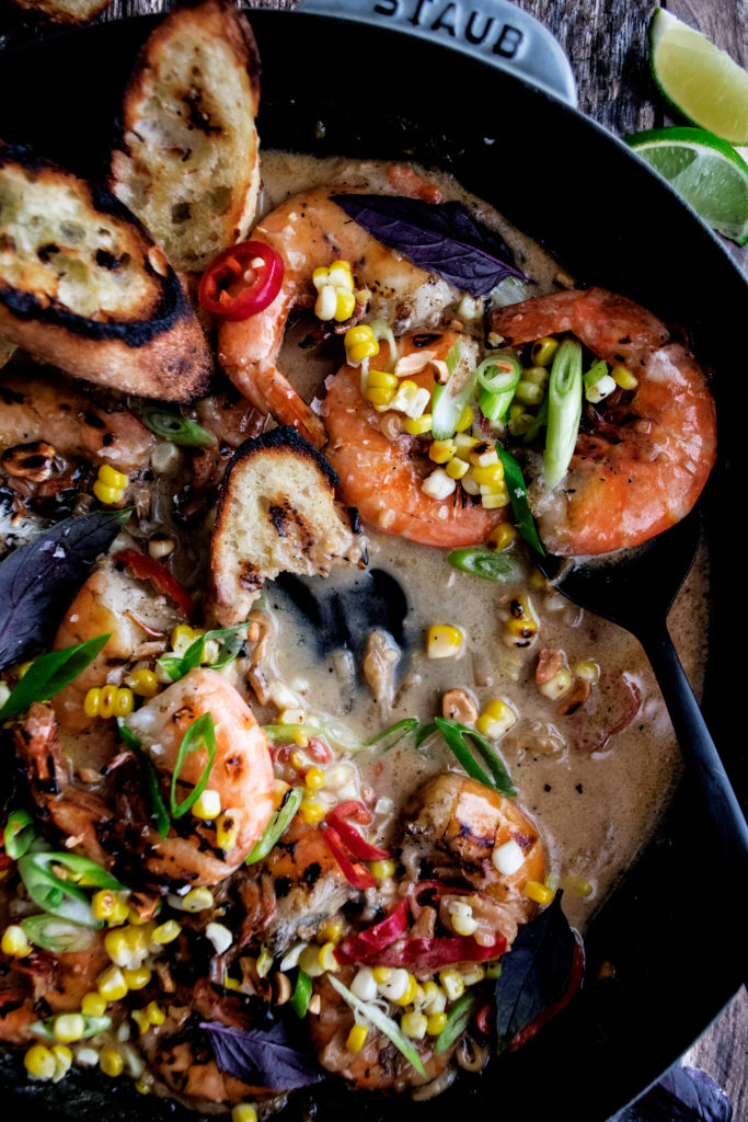 Grilled Shrimp with Spicy Coconut Broth
