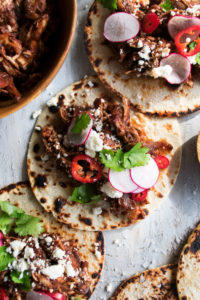 Chipotle & Pomegranate Braised Chicken Tacos
