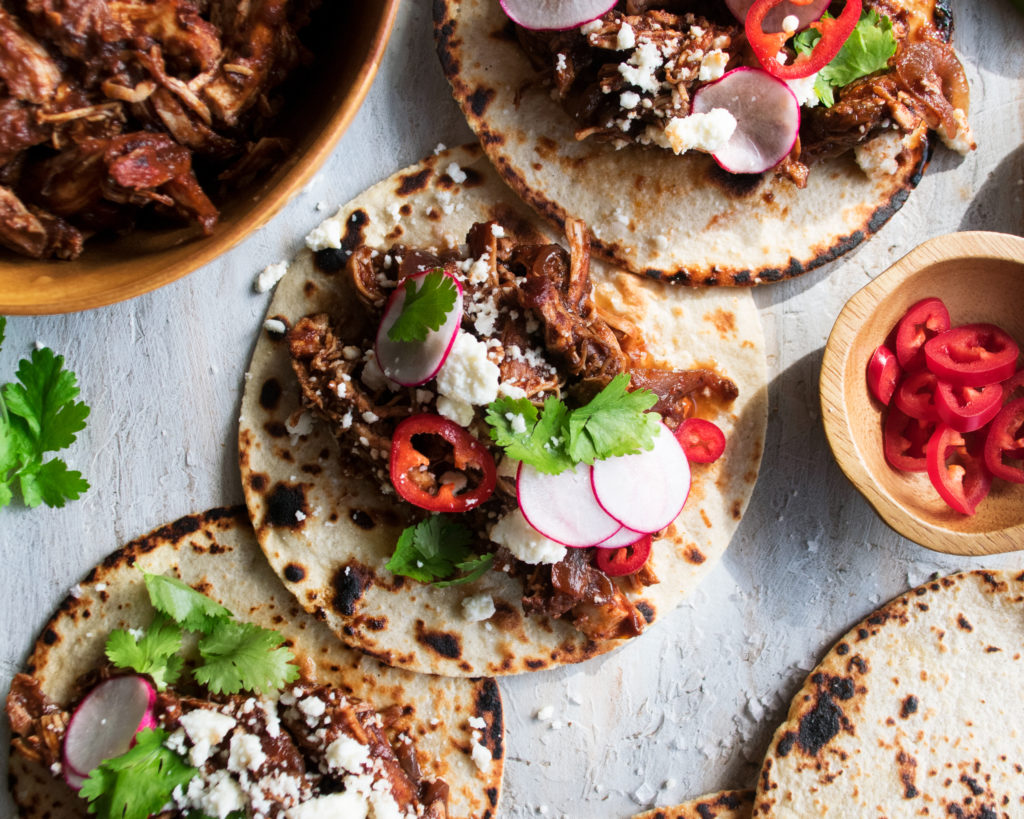 Chipotle & Pomegranate Braised Chicken Tacos