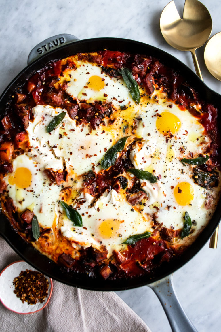 Ricotta Baked Eggs with Sausage & Potatoes - The Original Dish