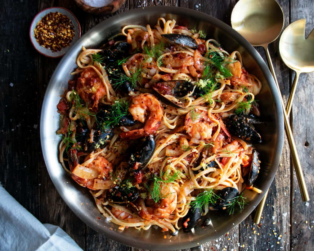 Spicy Tomato Seafood Pasta