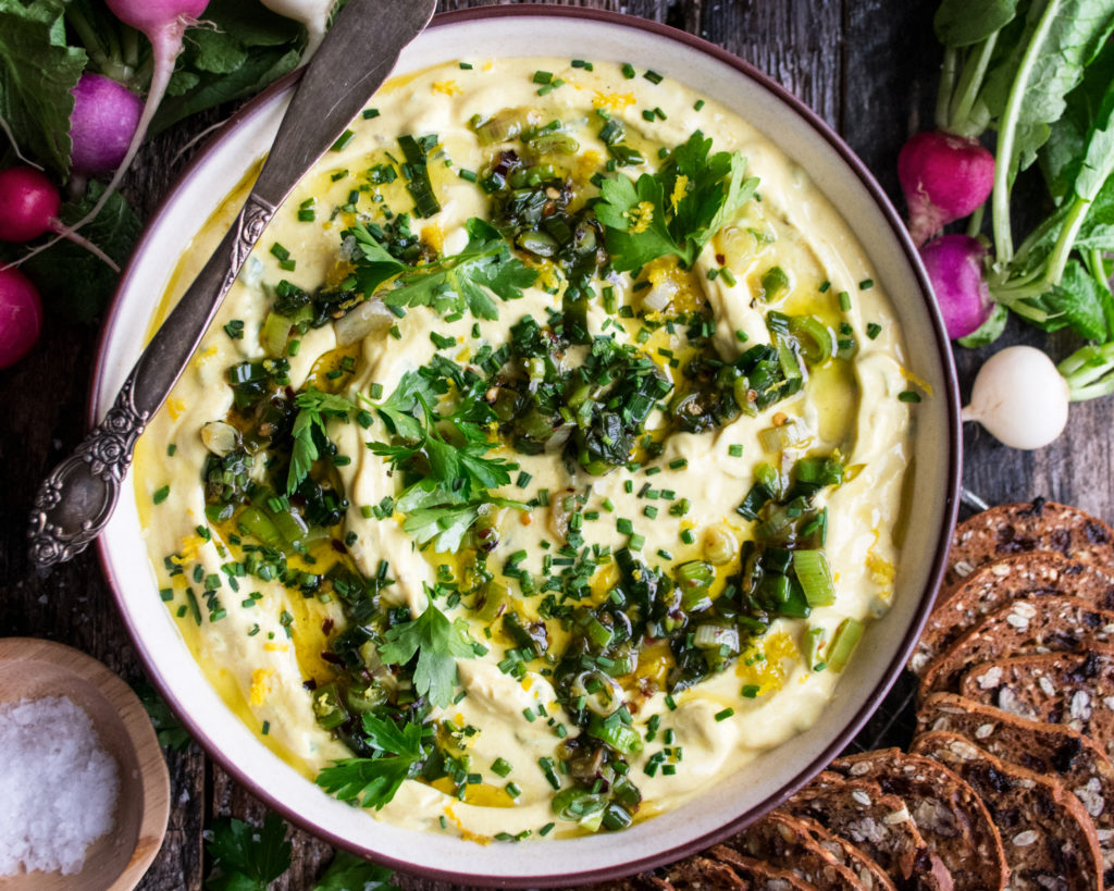 Charred Scallion Turmeric Yogurt Dip