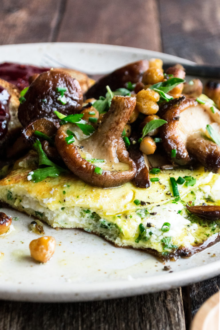 Herb Ricotta Omelets with Chickpeas & Mushrooms The Original Dish