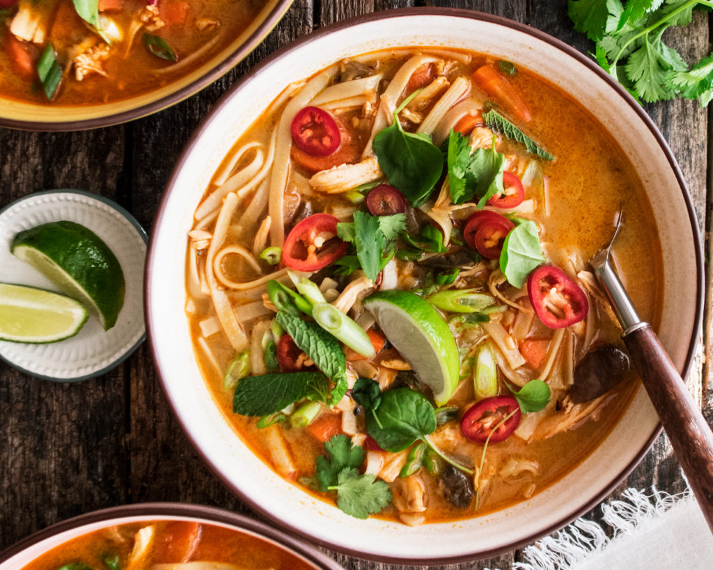 Thai Chicken Rice Noodle Soup