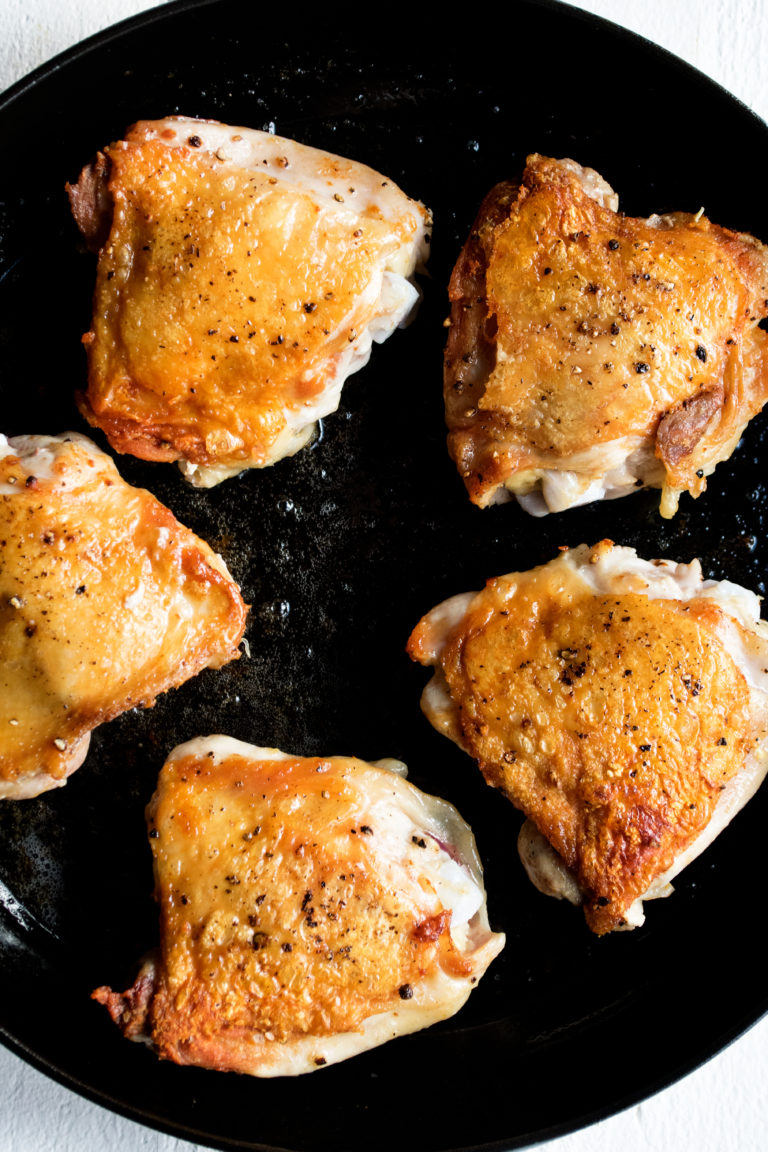 Crispy Chicken Thighs with Herb Orzo & Stewed Peppers The Original Dish