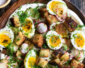 Jammy Eggs with Croutons