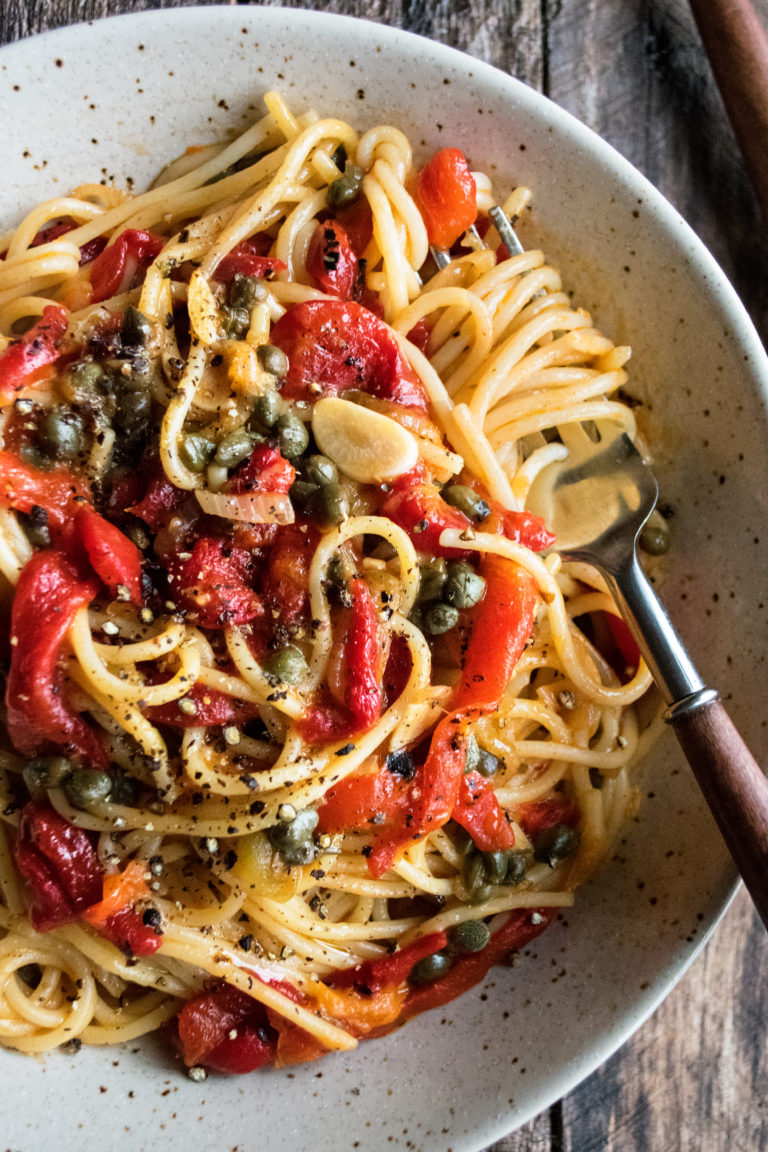 Roasted Red Pepper Pantry Pasta The Original Dish