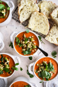 Spicy Tomato Soup with Garlic Cheese Bread