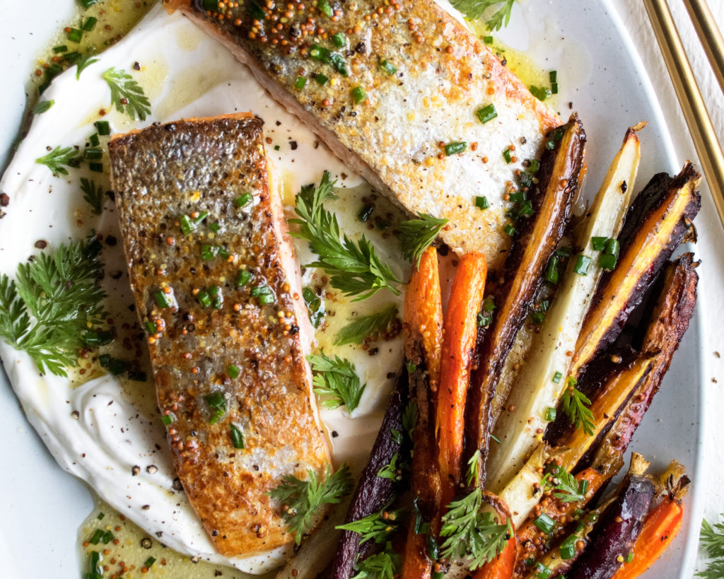 Simple Salmon Dinner with Roasted Carrots