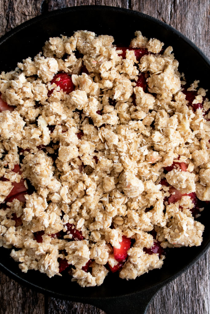 strawberries with raw streusel on top