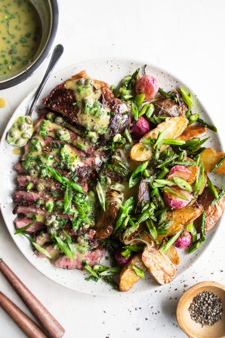 Seared Strip Steak with Crispy Potatoes & Mustard Sauce The Original Dish