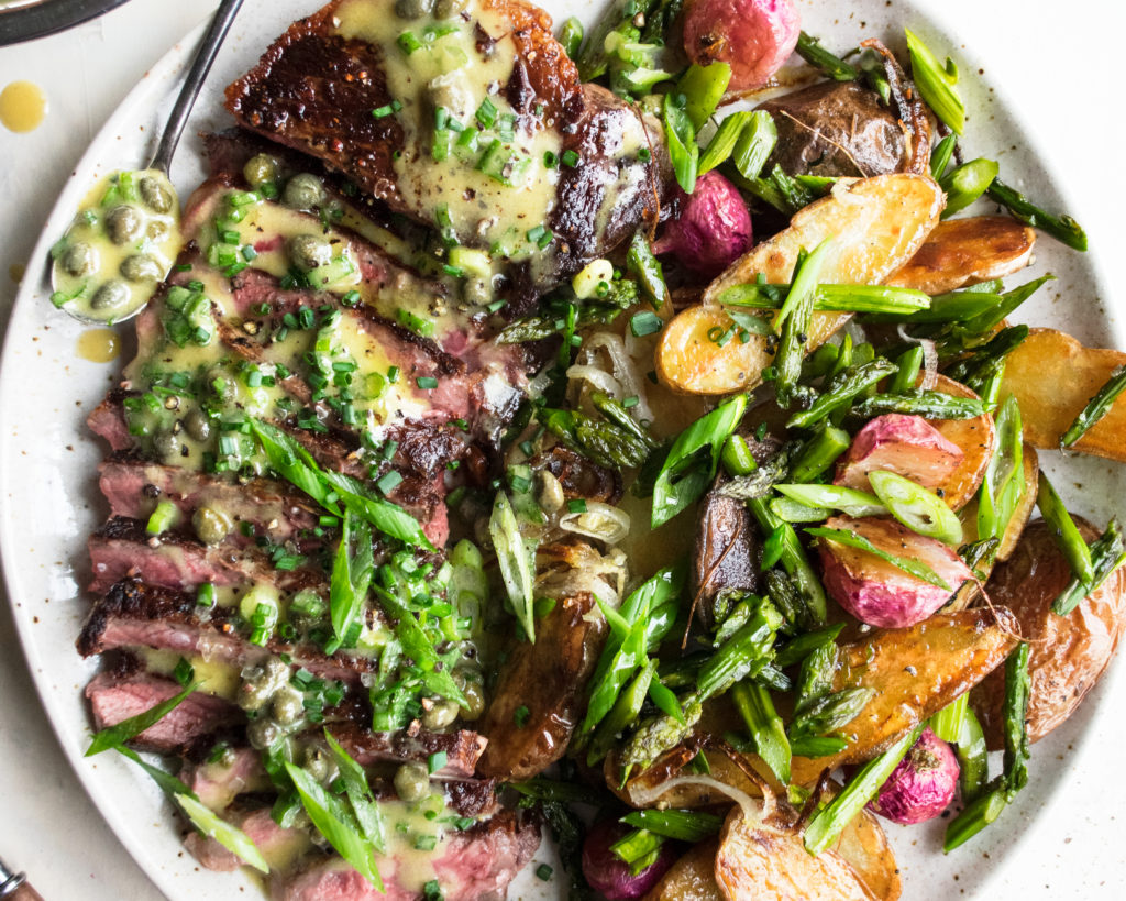 Seared Strip Steak with Crispy Potatoes