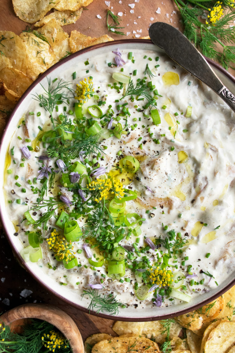 Onion Dip with Dill Potato Chips The Original Dish