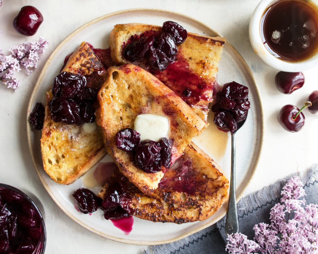 Sourdough French Toast with Ricotta & Cherries