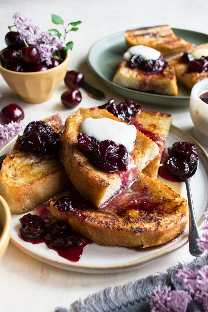 Sourdough French Toast with Ricotta & Cherries