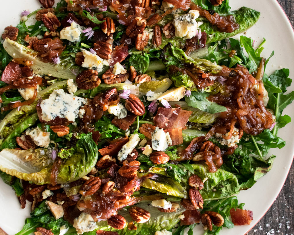 Grilled Romaine Salad with Caramelized Shallot Vinaigrette