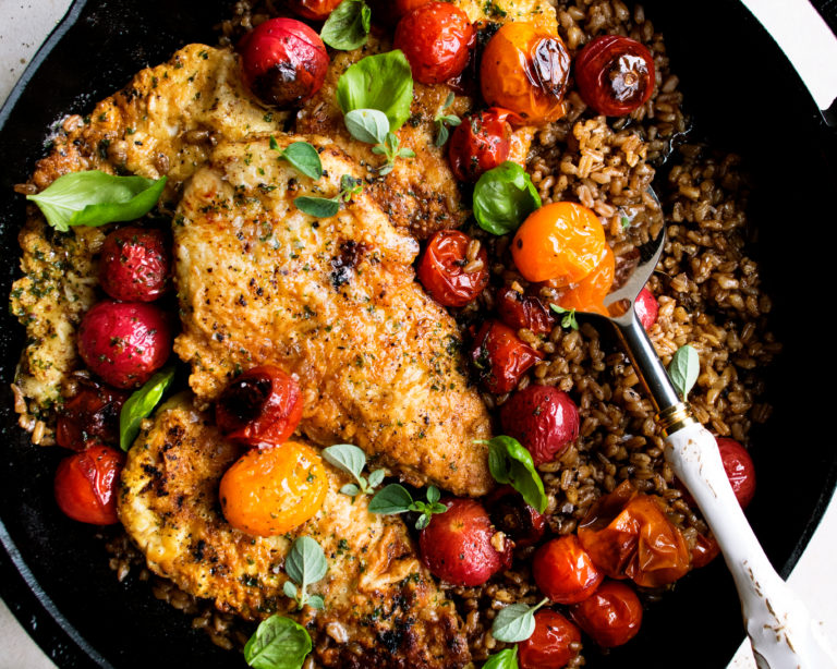 Herby Brown Butter Chicken & Farro with Burst Tomatoes The Original Dish