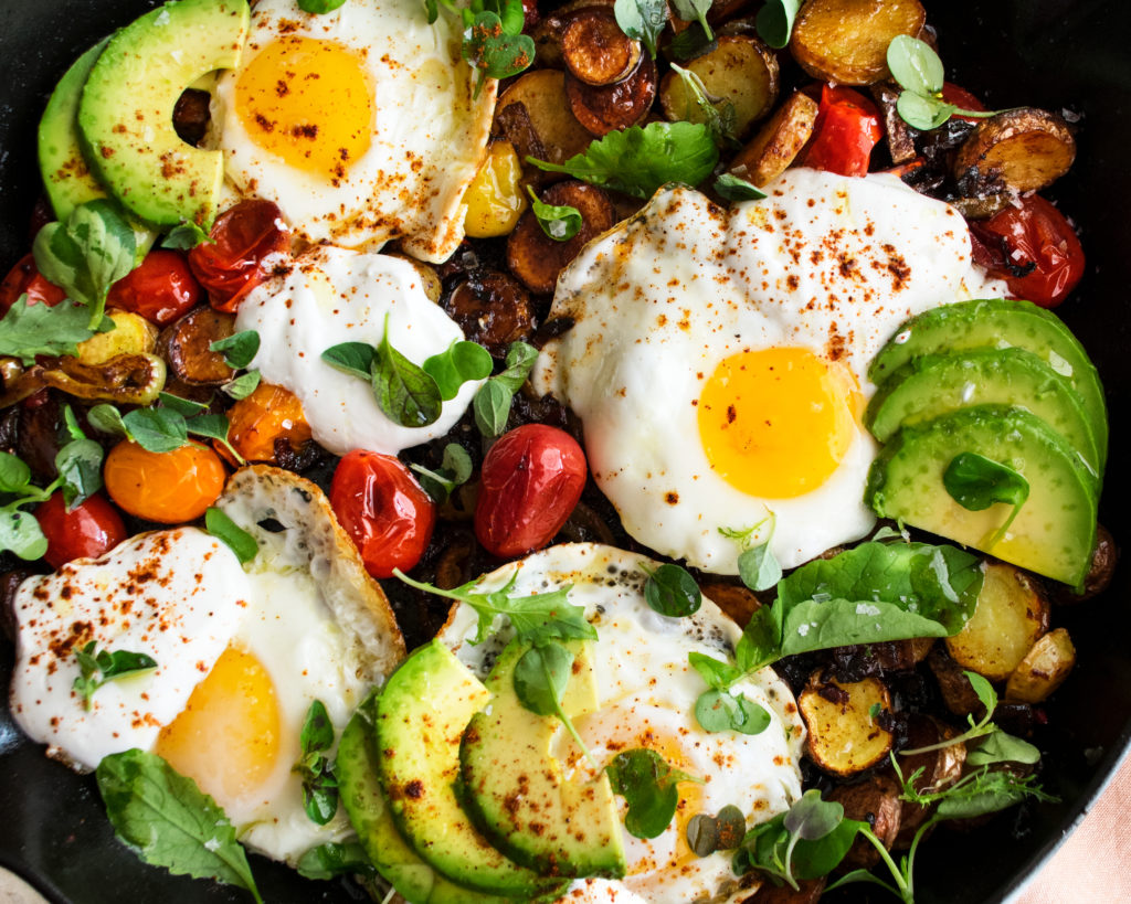 Mexican Potato Hash with Fried Eggs