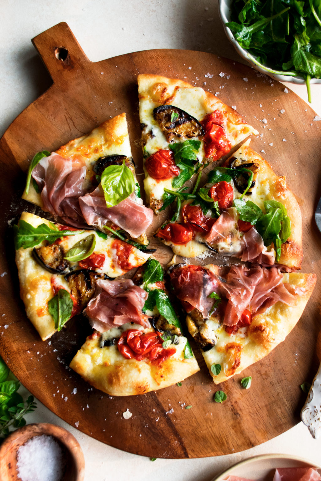 Grilled Pizzas with Eggplant & Prosciutto The Original Dish