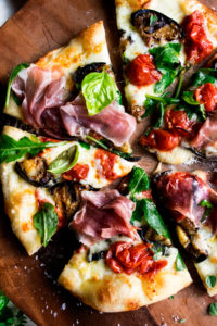 Grilled Pizza with Eggplant & Prosciutto