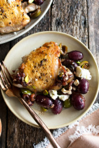 Pan-Roasted Chicken with Grapes & Olives