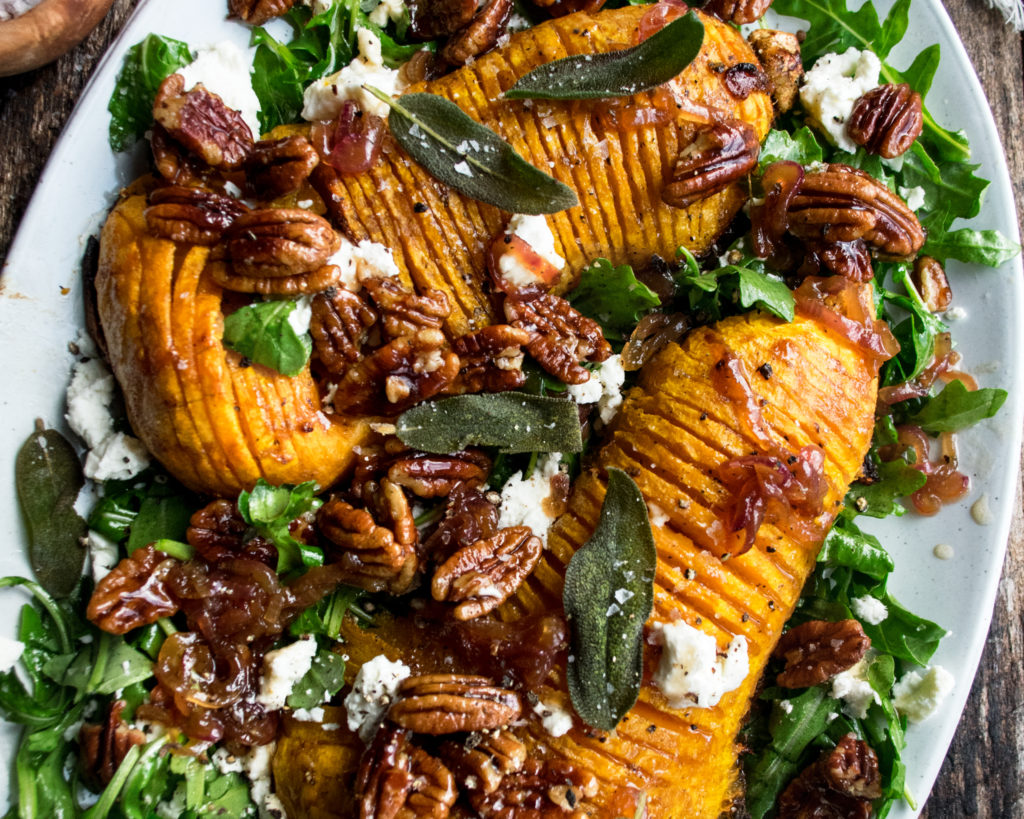 Roasted Hasselback Butternut Squash Salad