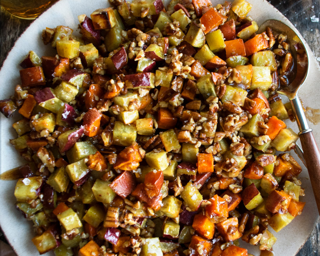 Candied Bourbon Pecan Sweet Potatoes