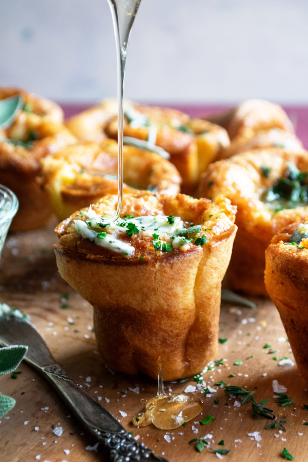 Cornmeal Popovers with Herb Honey Butter The Original Dish