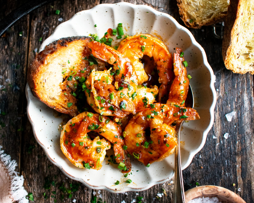 Make perfectly buttery grilled shrimp with this cast iron shrimp pan