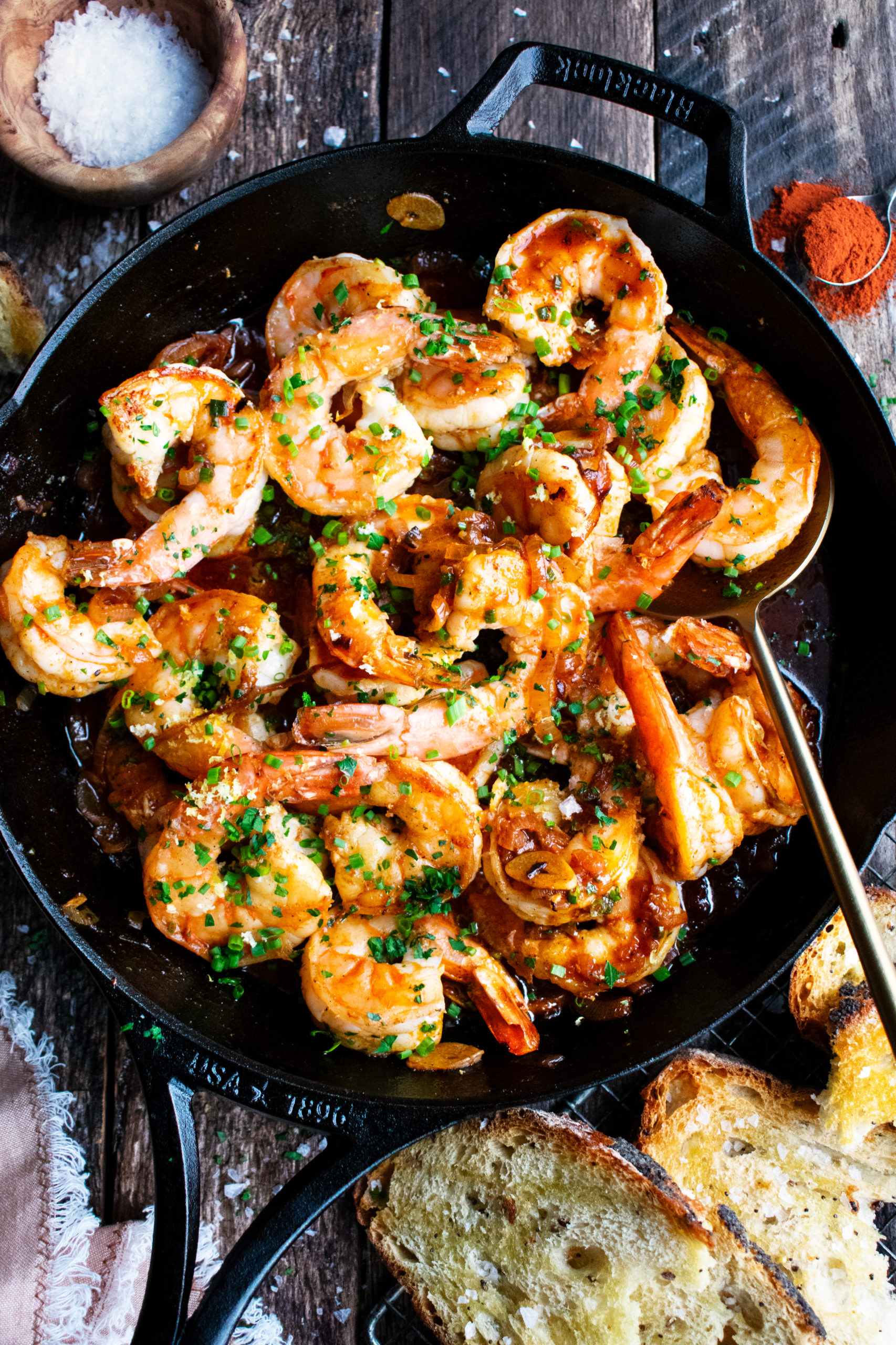 Roasted Cast Iron Shrimp with Herb Butter